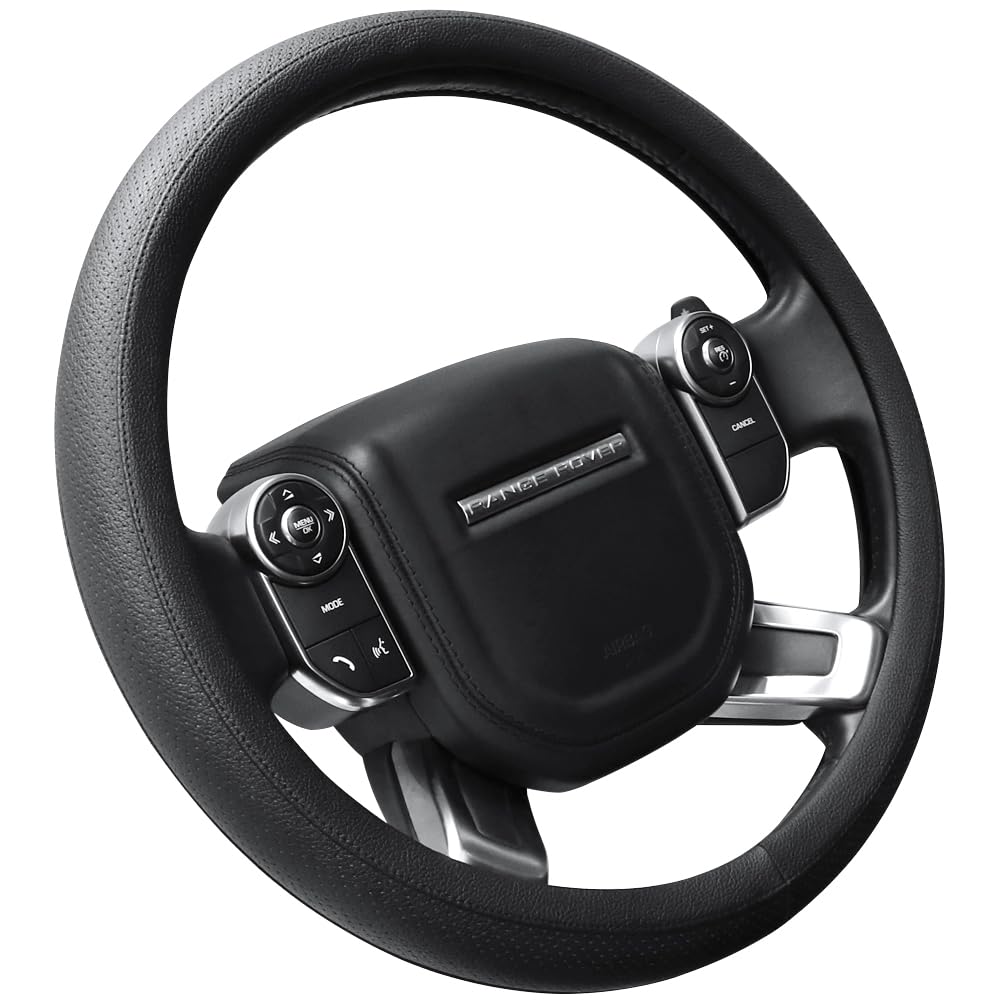 SEG Direct Black Microfiber Leather Auto Car Steering Wheel Cover 15 inch