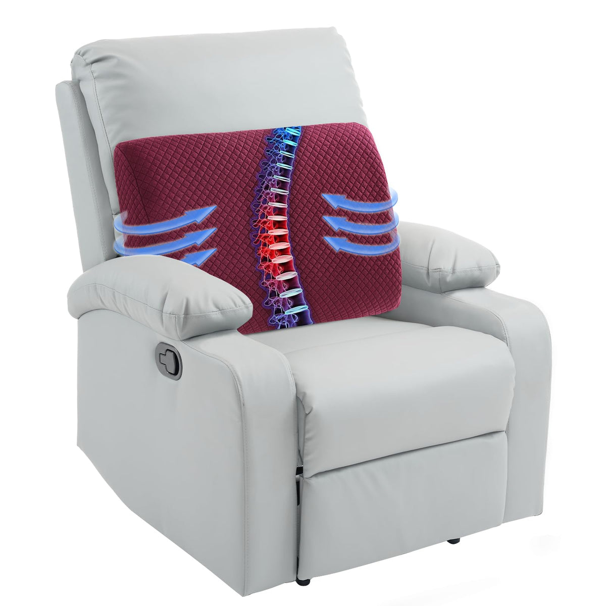 HOMBYS Lumbar Support Pillow for Recliner Chair, Memory Foam Back Support Cushion for Elderly,Extra Large Lumbar Support Pillow,Thick Backrest for Home Reading (Grey, 20“x13.5"x5")