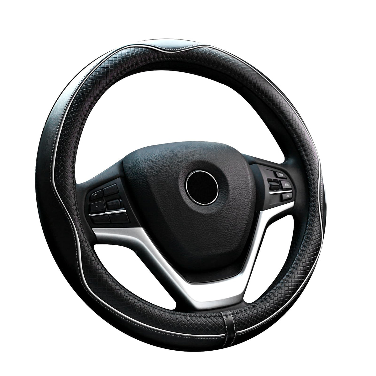 Valleycomfy Steering Wheel Covers Universal 15 inch - Genuine Leather