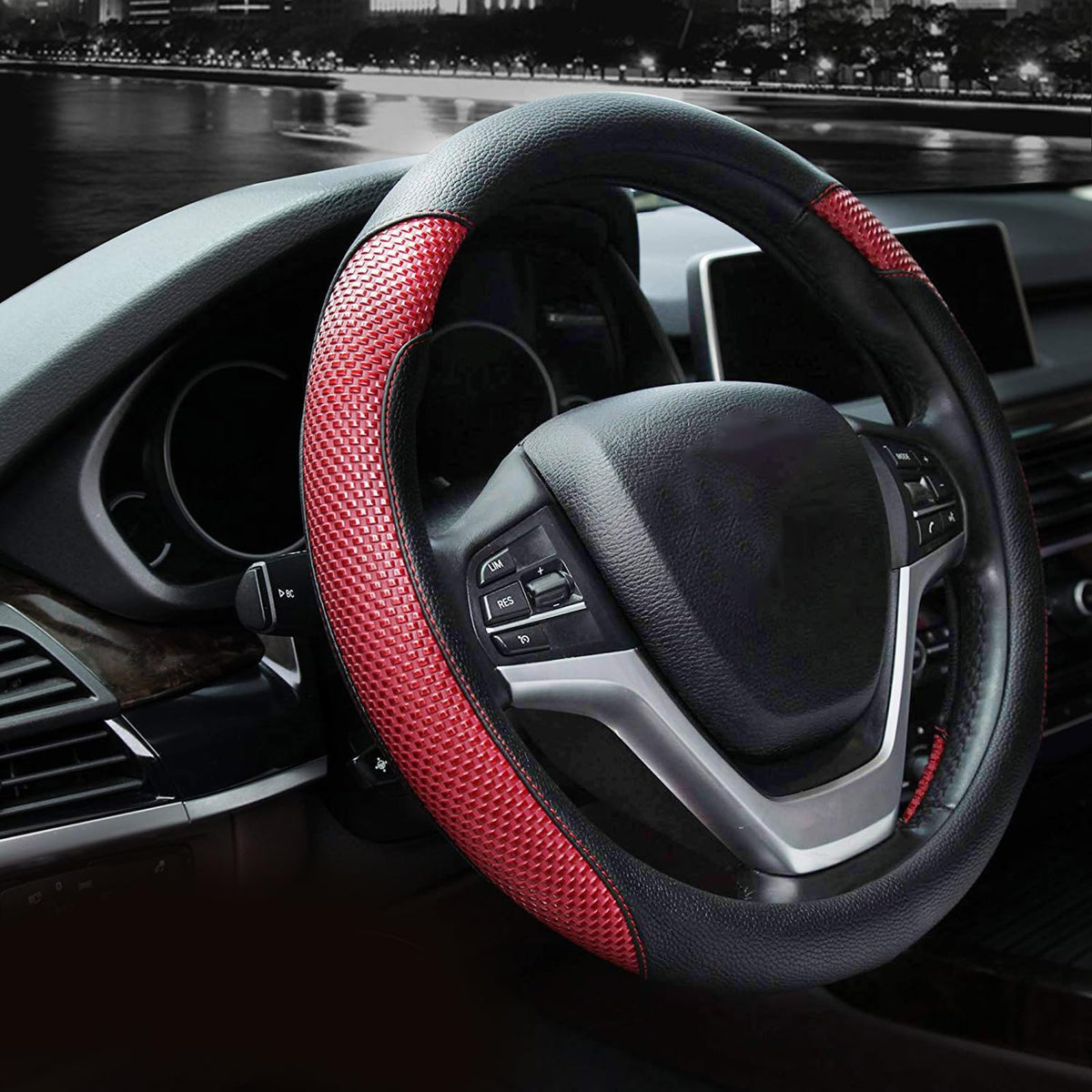 Valleycomfy Microfiber Leather Steering Wheel Covers Universal 15 inch (Gray)