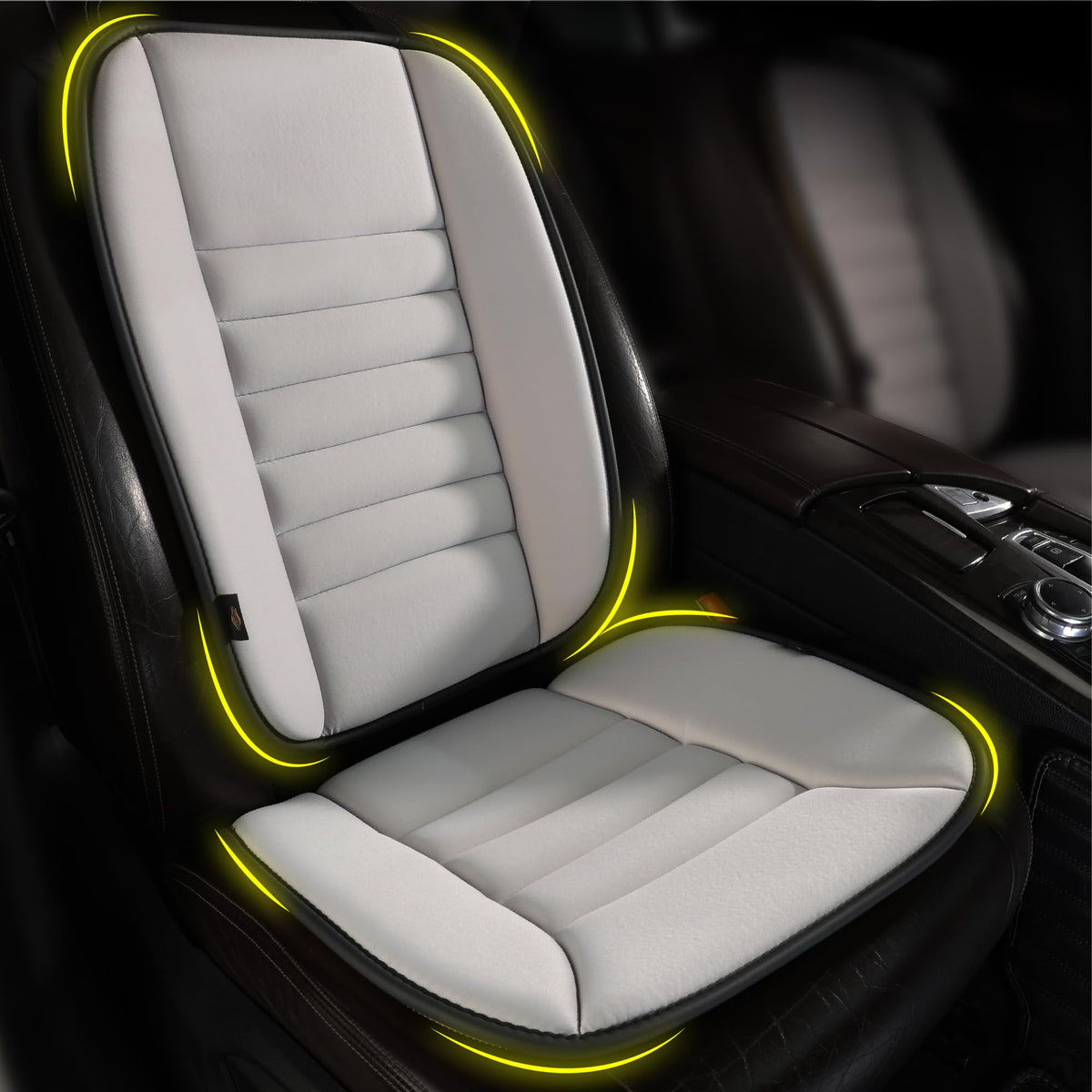 kingphenix Car Seat Cushion with Back Support Pillow, Memory Foam, Black