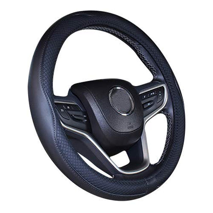 Mayco Bell Universal Standard Size Steering Wheel Cover Anti-Slip,Safety,Soft,Breathable,Durable,Full Surround,Comfortable Grip Microfiber Leather (14.5-15 inch,Black Blue)