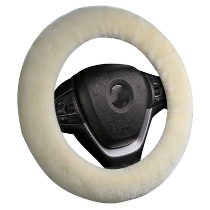 Black Fuzzy Sheepskin Car Steering Wheel Cover for Women | Soft Wool Girly