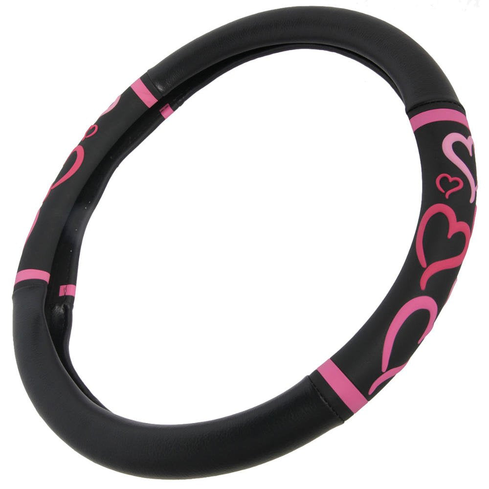 BDK Black Genuine Leather Steering Wheel Cover Large 15.5 to 16 inch