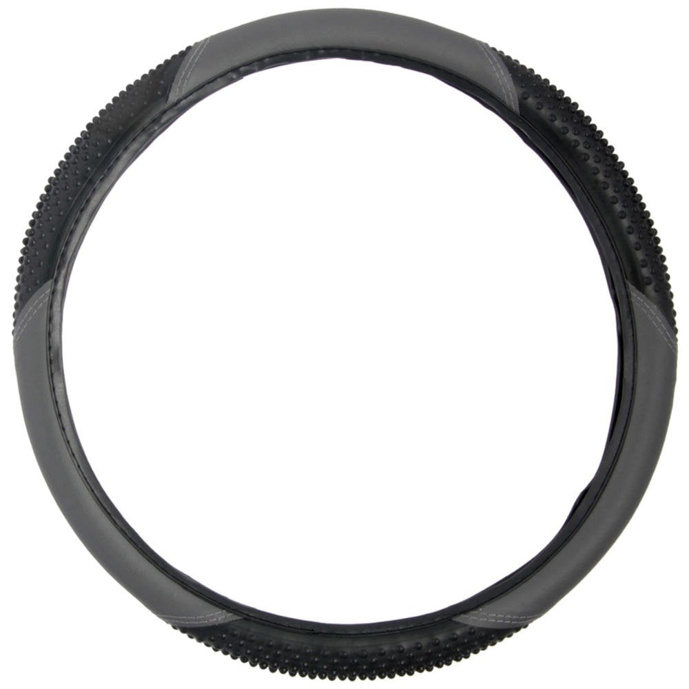 BDK Black Genuine Leather Steering Wheel Cover Large 15.5 to 16 inch