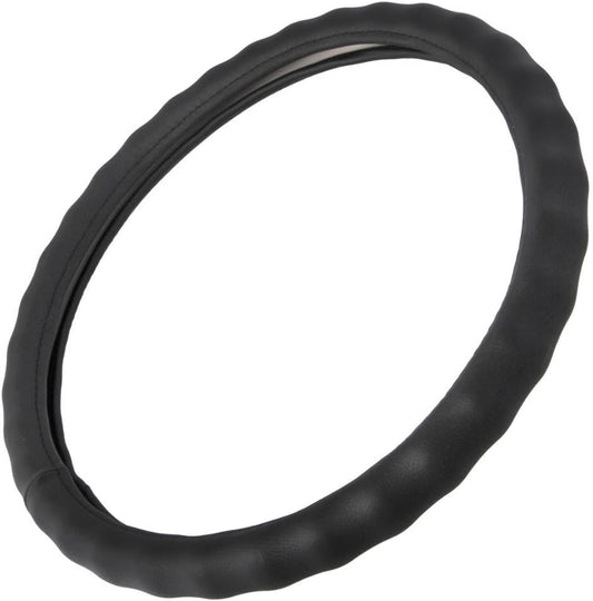 BDK Black Genuine Leather Steering Wheel Cover Large 15.5 to 16 inch