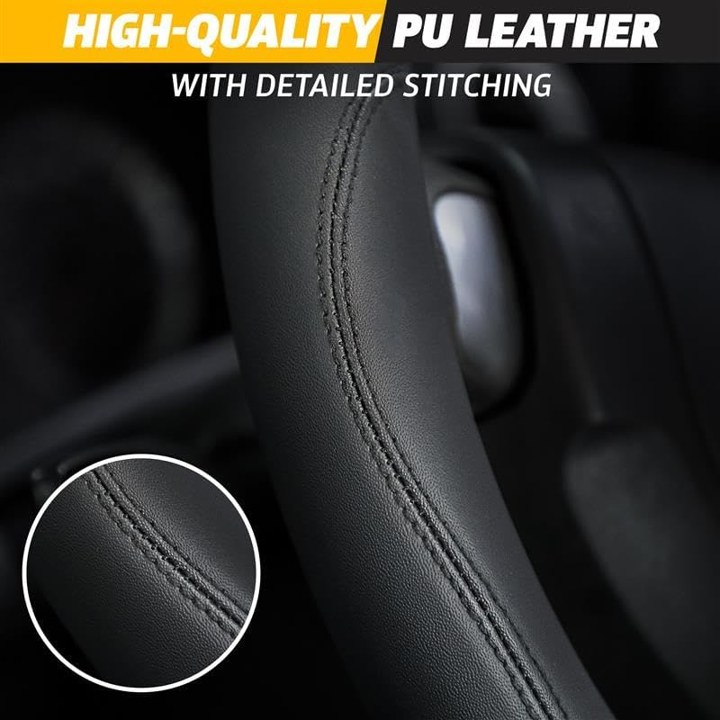 EcoNour Car Steering Wheel Cover, Black Steering Wheel Cover Women & Men