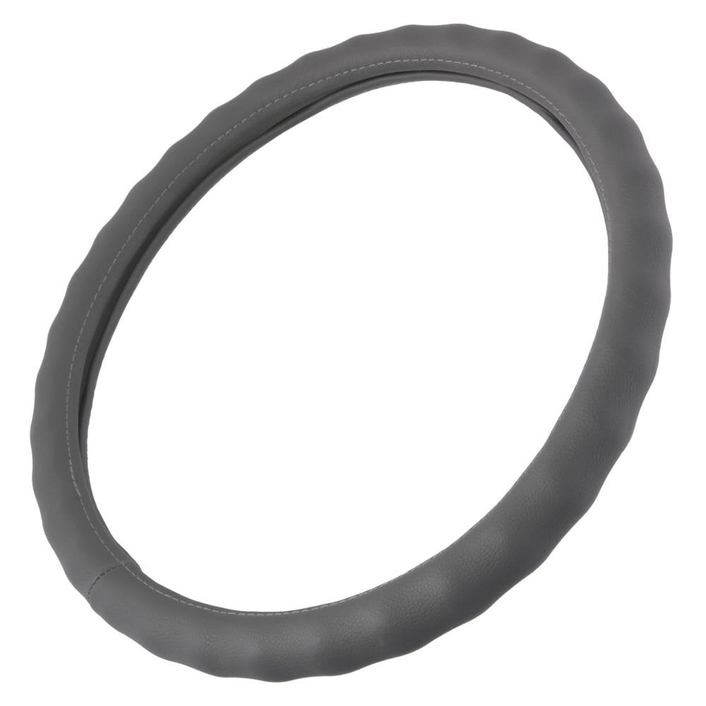 BDK Black Genuine Leather Steering Wheel Cover Large 15.5 to 16 inch