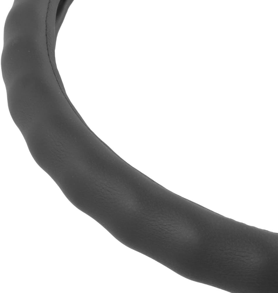 BDK Black Genuine Leather Steering Wheel Cover Large 15.5 to 16 inch