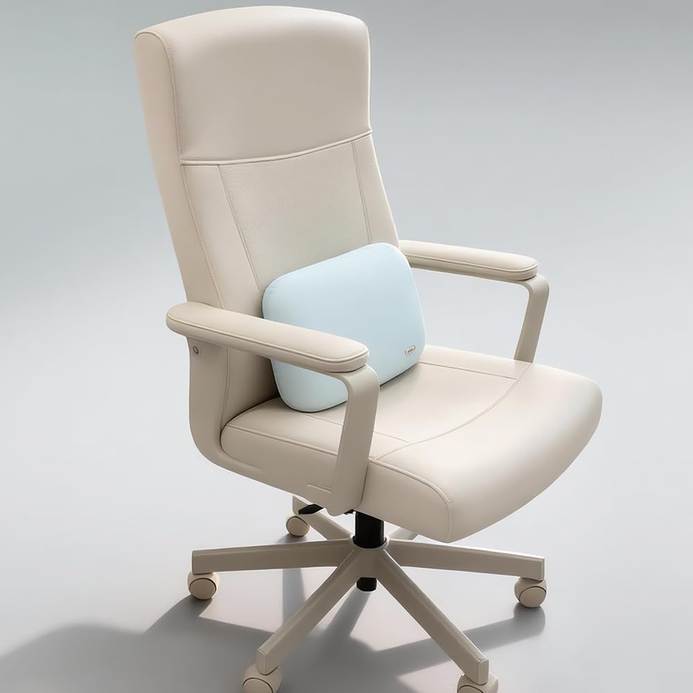 Beige Lumbar Support Pillow for Car Recliner Soft Lower Back Waist Cushion