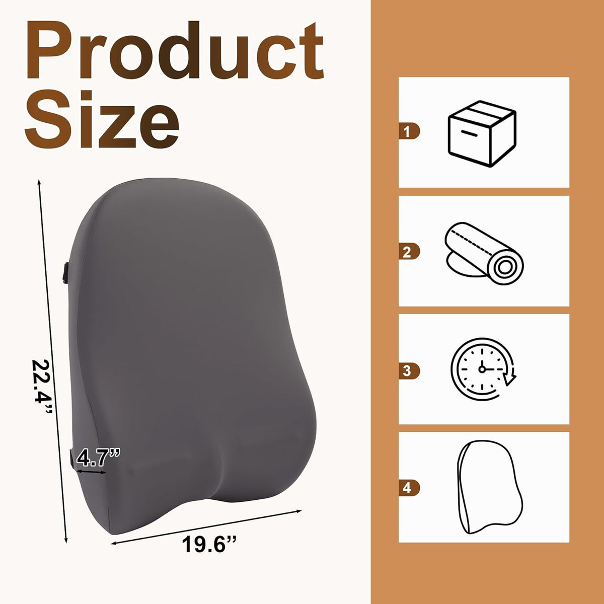 HOMBYS Extra Long Lumbar Support Pillow for Recliner Chair, 50D Molded Memory Foam Back Support Cushion with Full Back Support, Ergonomic Design & Breathable Cover