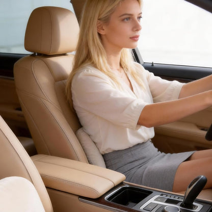 Beige Lumbar Support Pillow for Car Recliner Soft Lower Back Waist Cushion
