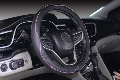 Mayco Bell Universal Standard Size Steering Wheel Cover Anti-Slip,Safety,Soft,Breathable,Durable,Full Surround,Comfortable Grip Microfiber Leather (14.5-15 inch,Black Blue)