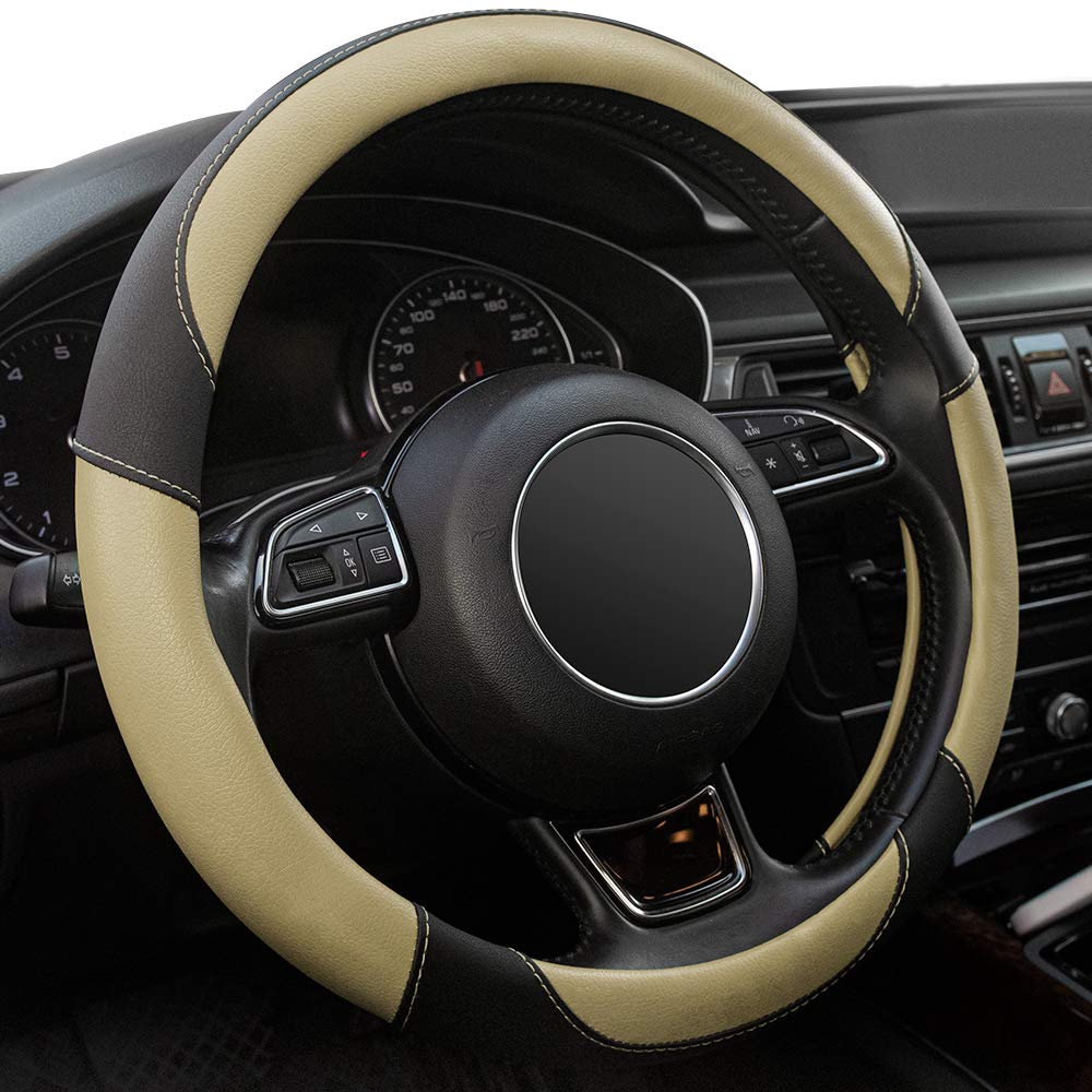 Car Steering Wheel Cover,14.5-15 Inch Black Universal Microfiber Leather Covers Breathable Anti-Slip Odorless Steering Wheels Accessories for Men Women