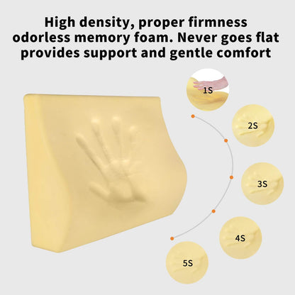Memory Foam Lumbar Support Pillow for Car - Lower Back Support Cushion for Driving, Back Pain Relief for Car Seat, Office Chair, Wheelchair (Black)