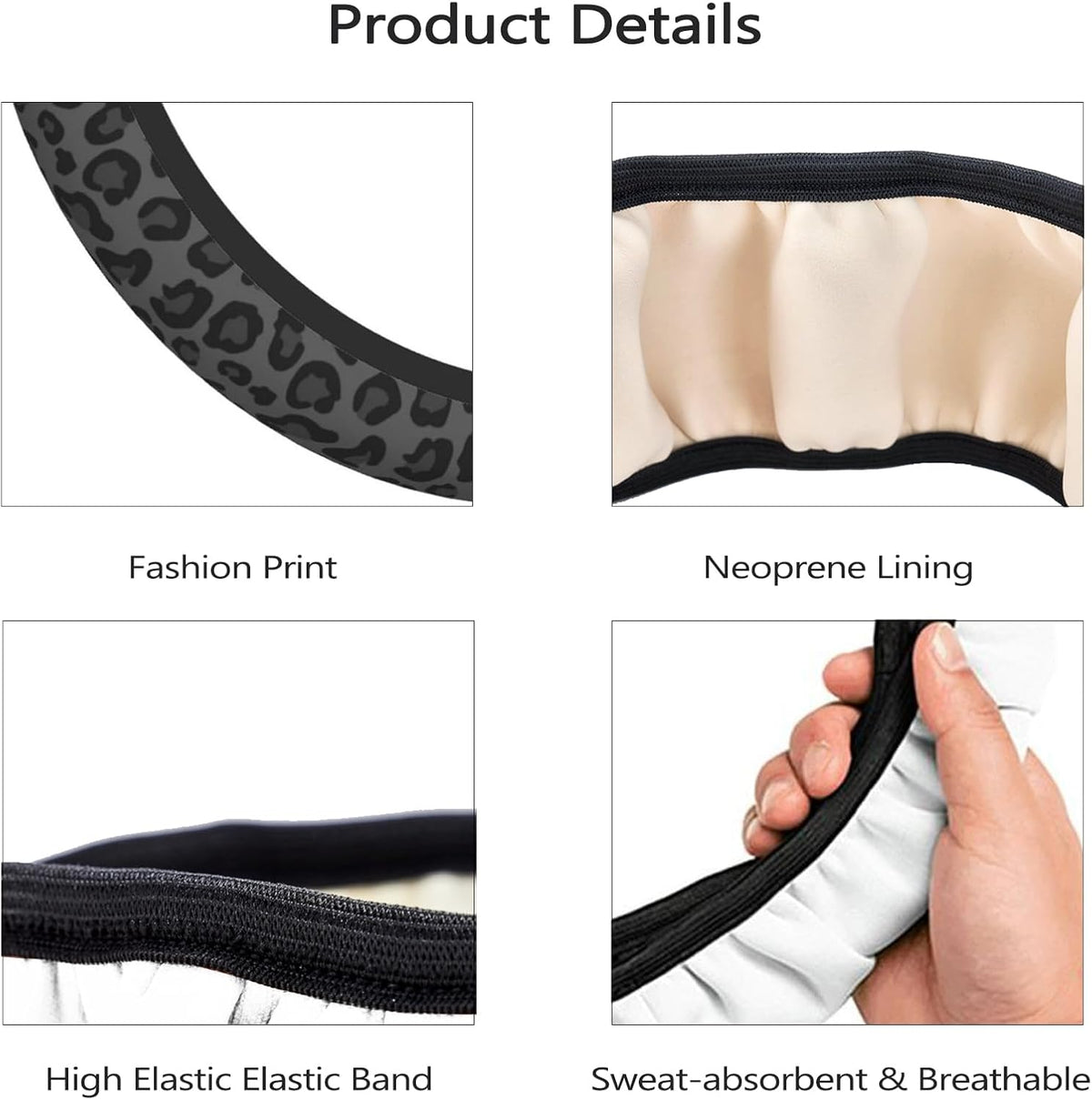 Black Leopard Cheetah Steering Wheel Cover for Women Girls