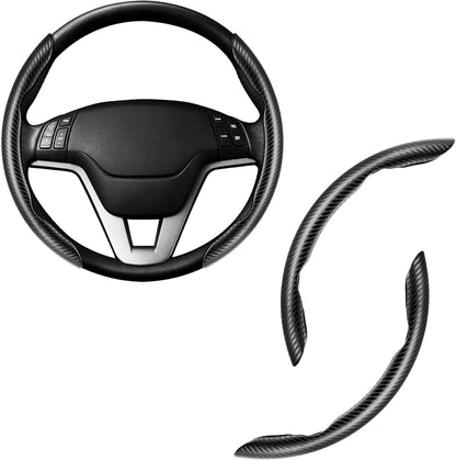 Amiss 3pcs Carbon Fiber Anti-Skid Steering Wheel Cover, Waterproof Design, Universal Fit for 14-16 Inch Car Wheel Cover, Interior Car Accessories for Jeeps, SUVs, Trucks (Glossy Black)