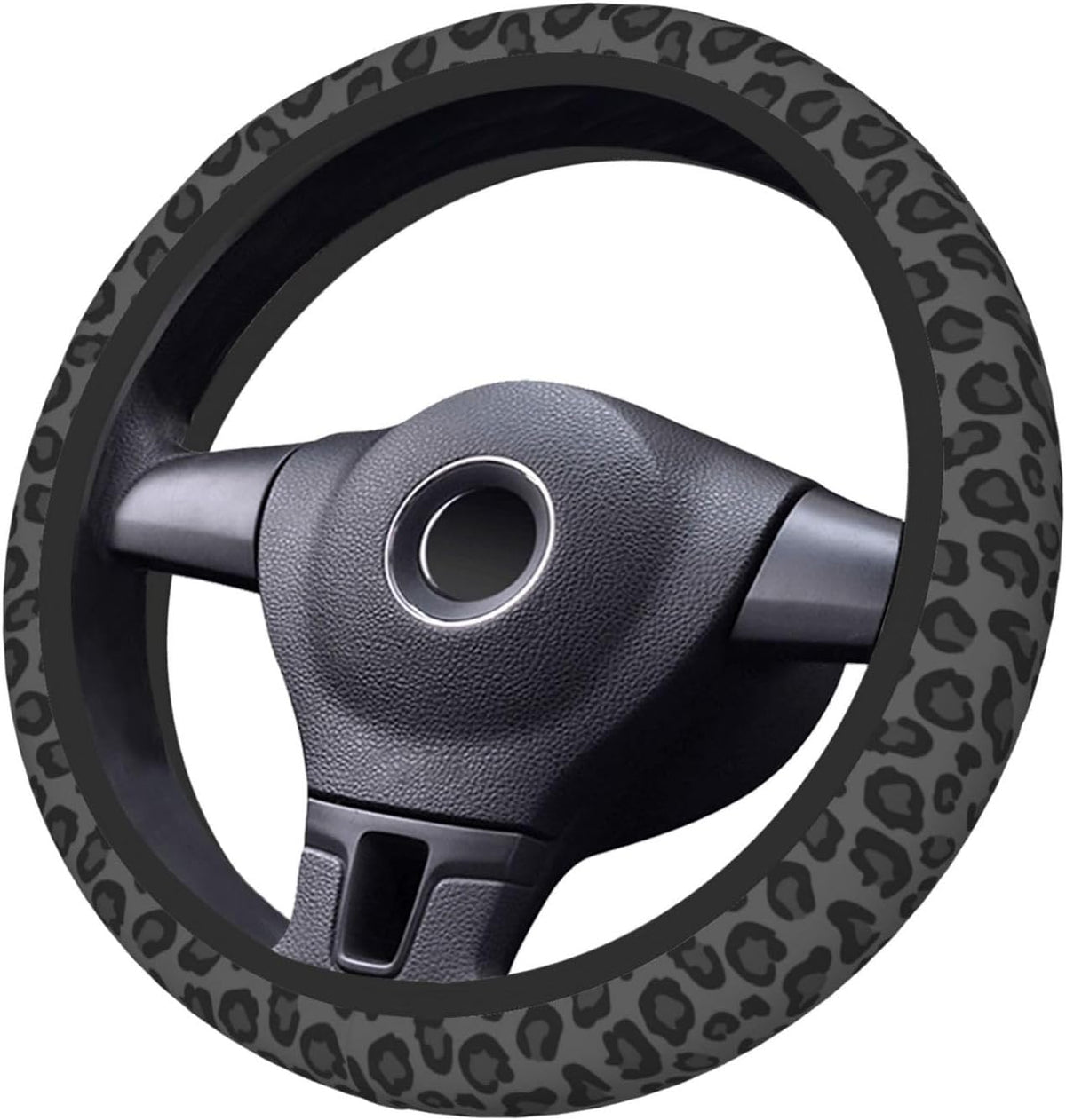 Black Leopard Cheetah Steering Wheel Cover for Women Girls