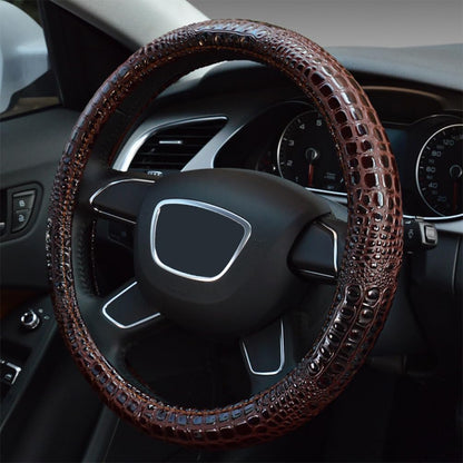 Premium Leather Steering Wheel Cover with Air Holes – Non-Slip Rubber Grip, Universal Fit for Cars (Black)