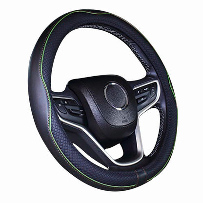 Mayco Bell Universal Standard Size Steering Wheel Cover Anti-Slip,Safety,Soft,Breathable,Durable,Full Surround,Comfortable Grip Microfiber Leather (14.5-15 inch,Black Blue)