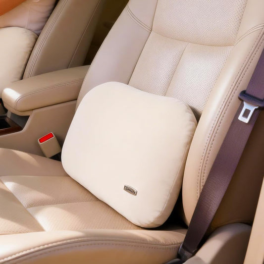 Beige Lumbar Support Pillow for Car Recliner Soft Lower Back Waist Cushion