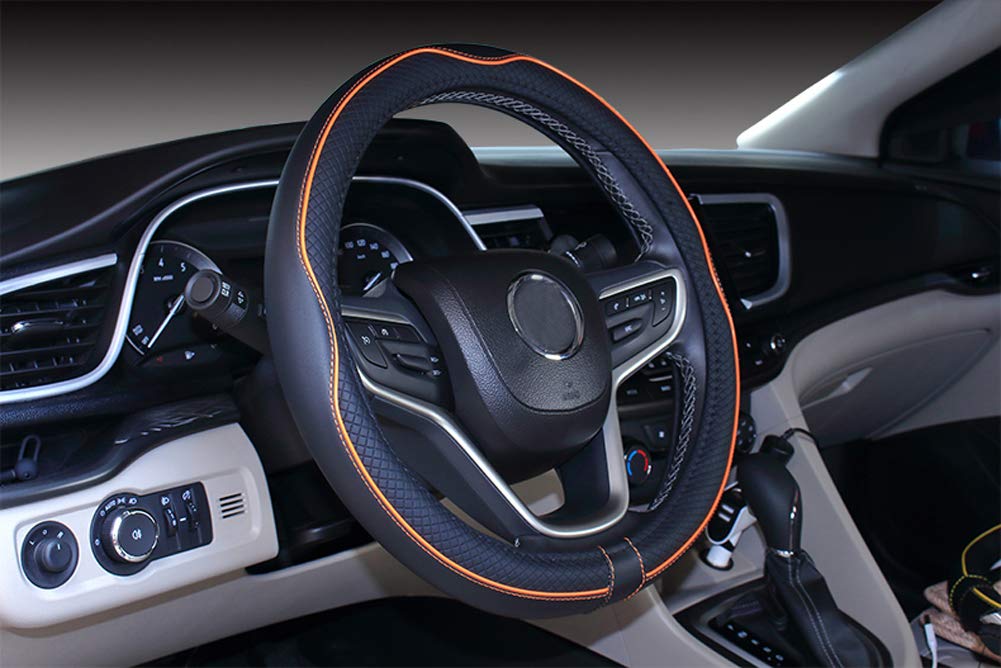 Mayco Bell Universal Standard Size Steering Wheel Cover Anti-Slip,Safety,Soft,Breathable,Durable,Full Surround,Comfortable Grip Microfiber Leather (14.5-15 inch,Black Blue)