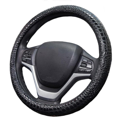 Premium Leather Steering Wheel Cover with Air Holes – Non-Slip Rubber Grip, Universal Fit for Cars (Black)