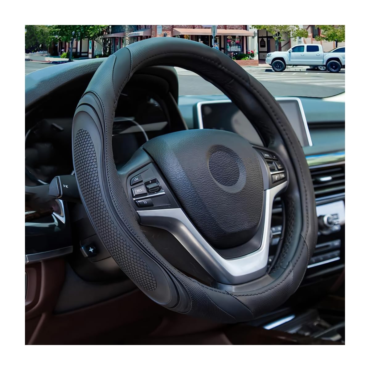 Osilly 15 Inch Artificial Leather Steering Wheel Cover, Red