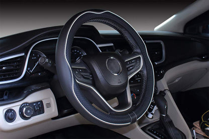 Mayco Bell Universal Standard Size Steering Wheel Cover Anti-Slip,Safety,Soft,Breathable,Durable,Full Surround,Comfortable Grip Microfiber Leather (14.5-15 inch,Black Blue)