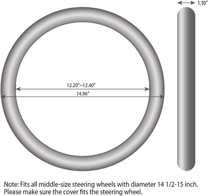 Elantrip Sport Leather Steering Wheel Cover 14 1/2 inch to 15 inch Universal, Padded Soft Grip Breathable for Car Truck SUV Jeep, Anti Slip Odorless Black and Beige