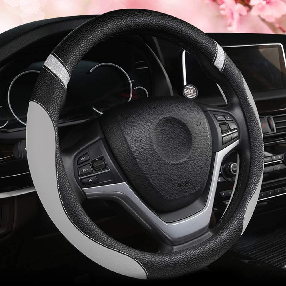 Cxtiy Steering Wheel Cover for Women Leather Universal Steering Wheel Covers for Car 15 inch (Pink)