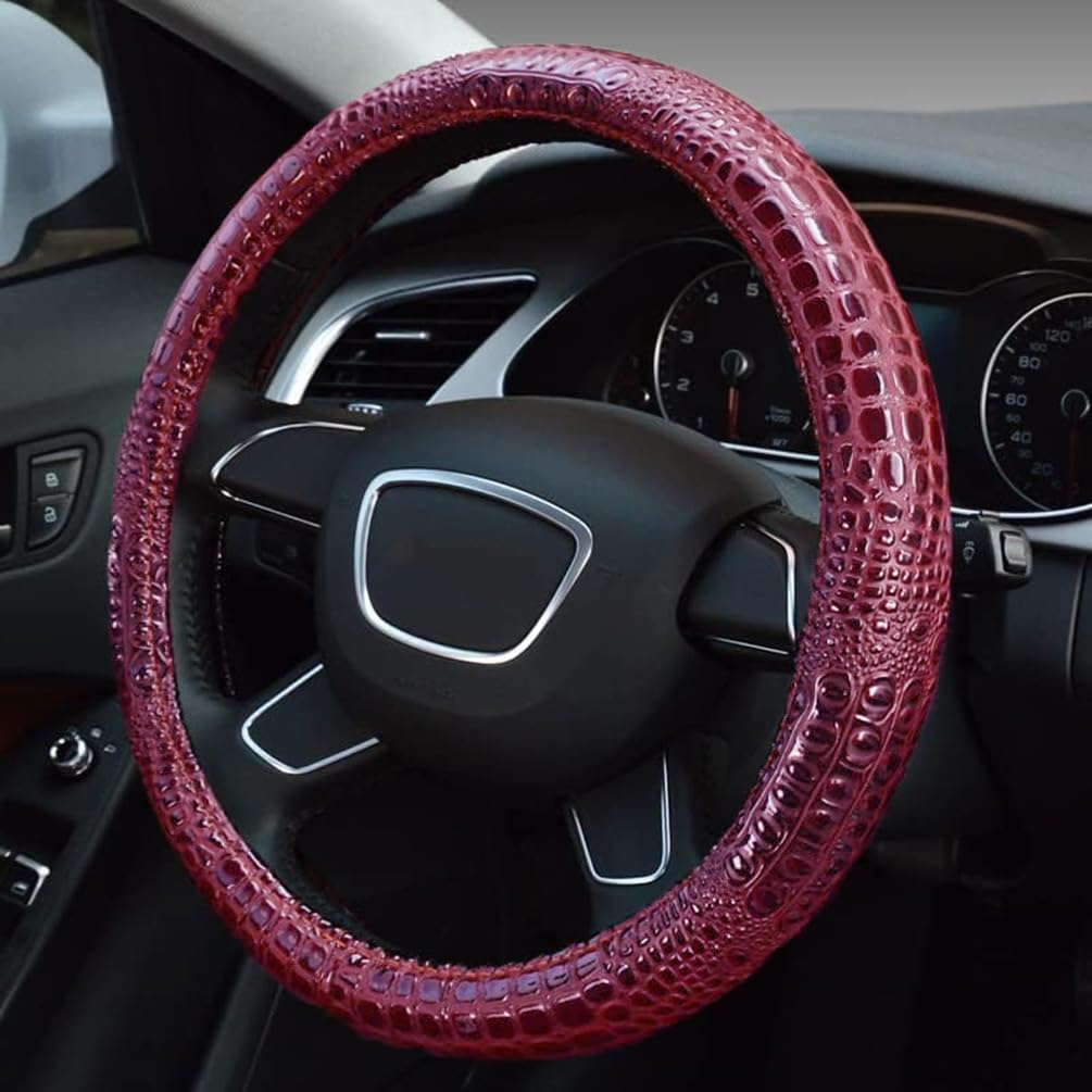 Premium Leather Steering Wheel Cover with Air Holes – Non-Slip Rubber Grip, Universal Fit for Cars (Black)