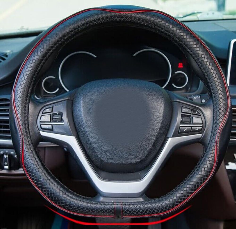 Mayco Bell Universal Standard Size Steering Wheel Cover Anti-Slip,Safety,Soft,Breathable,Durable,Full Surround,Comfortable Grip Microfiber Leather (14.5-15 inch,Black Blue)