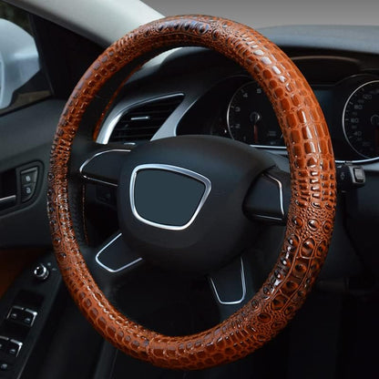 Premium Leather Steering Wheel Cover with Air Holes – Non-Slip Rubber Grip, Universal Fit for Cars (Black)