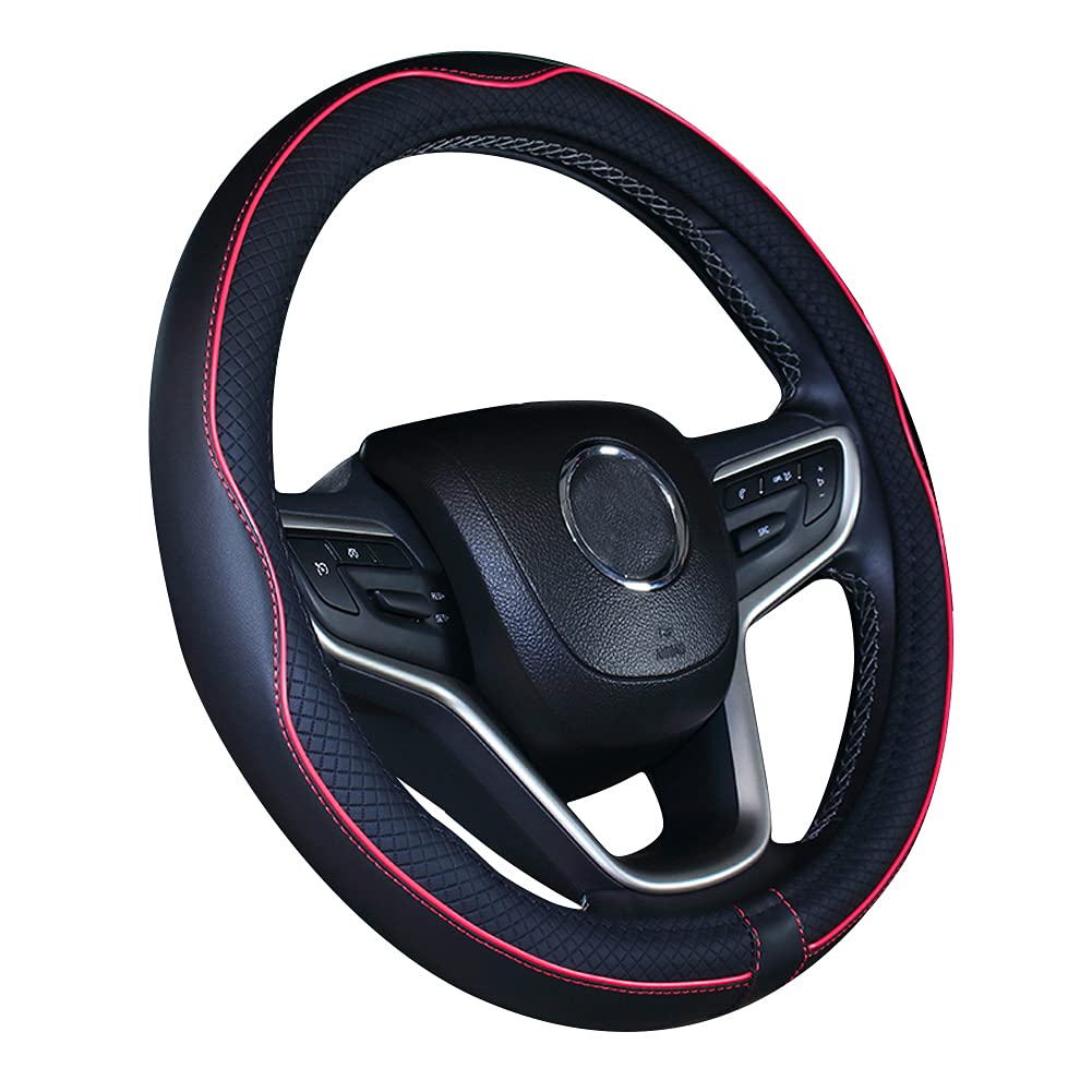 Mayco Bell Universal Standard Size Steering Wheel Cover Anti-Slip,Safety,Soft,Breathable,Durable,Full Surround,Comfortable Grip Microfiber Leather (14.5-15 inch,Black Blue)
