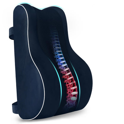 CloudBliss Lumbar Support Pillow, Memory Foam for Office Chair, Black