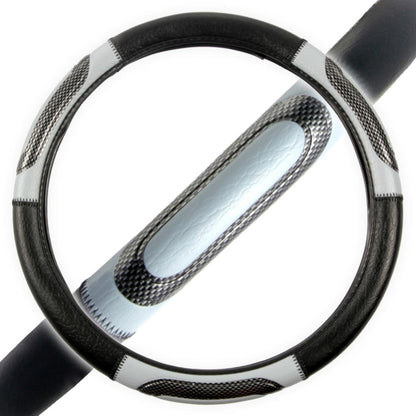 BDK Black Genuine Leather Steering Wheel Cover Large 15.5 to 16 inch