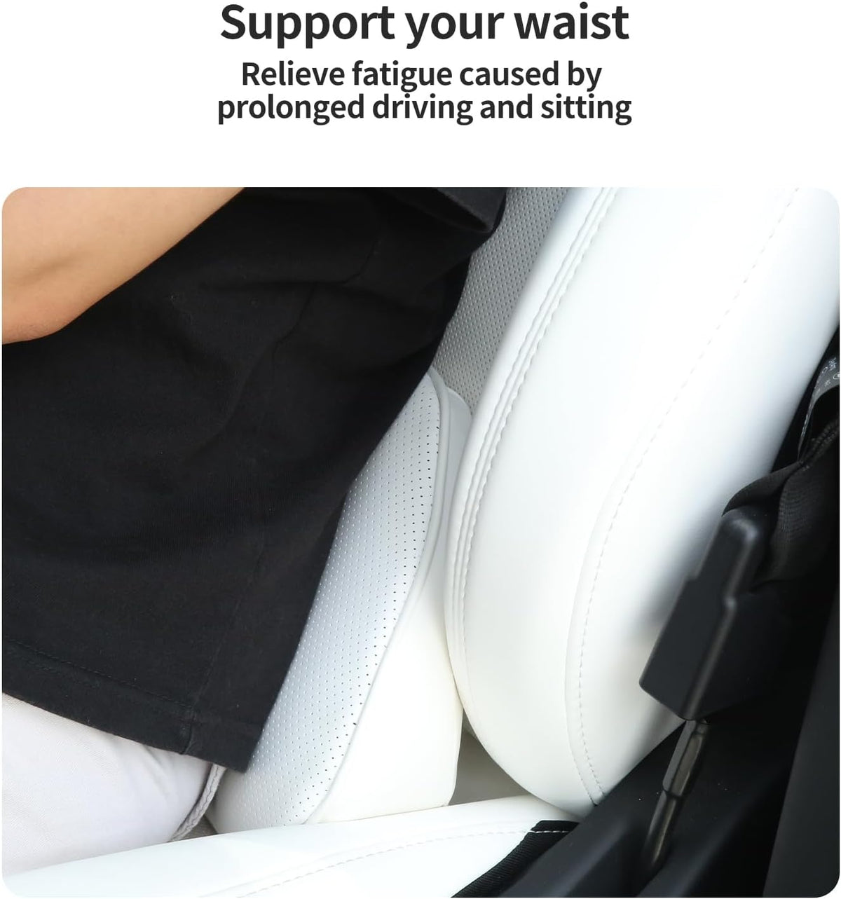 Lumbar Support Pillow for Car Seat, Office Chair, White, 1PC