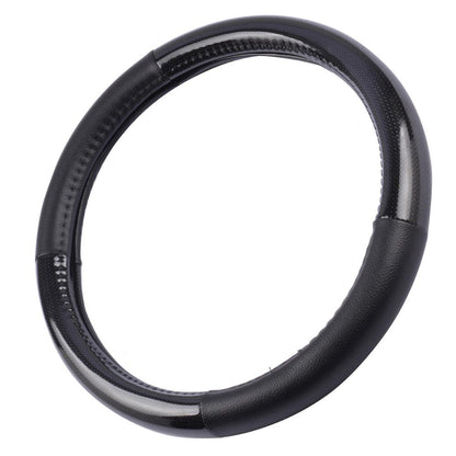 BDK Black Genuine Leather Steering Wheel Cover Large 15.5 to 16 inch