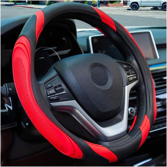 Osilly 15 Inch Artificial Leather Steering Wheel Cover, Red
