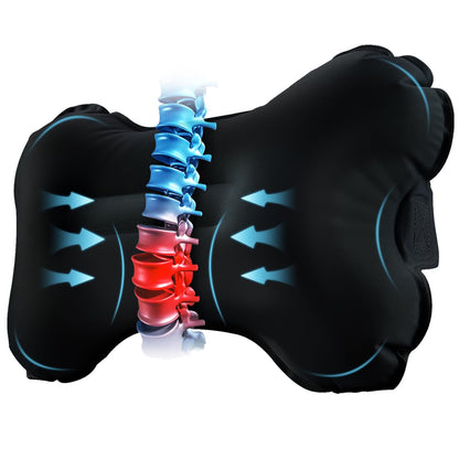 Mixtrend Travel Lumbar Pillow – Inflatable Memory Foam Back Support Pillow for Airplane, Car, Office, Long Flight, Ergonomic Travel Cushion for Lower Back Pain Relief – for Men, Women, Kids, Black