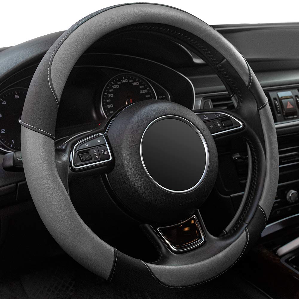 Car Steering Wheel Cover,14.5-15 Inch Black Universal Microfiber Leather Covers Breathable Anti-Slip Odorless Steering Wheels Accessories for Men Women