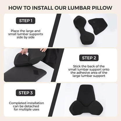 BEBAS Ergonomic Memory Foam Extended Lumbar Support Pillow for Car, Black