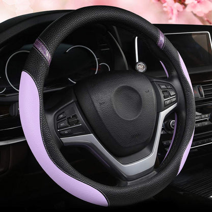 Cxtiy Steering Wheel Cover for Women Leather Universal Steering Wheel Covers for Car 15 inch (Pink)