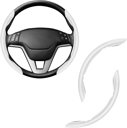 Amiss 3pcs Carbon Fiber Anti-Skid Steering Wheel Cover, Waterproof Design, Universal Fit for 14-16 Inch Car Wheel Cover, Interior Car Accessories for Jeeps, SUVs, Trucks (Glossy Black)