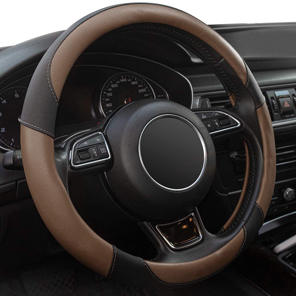 Car Steering Wheel Cover,14.5-15 Inch Black Universal Microfiber Leather Covers Breathable Anti-Slip Odorless Steering Wheels Accessories for Men Women