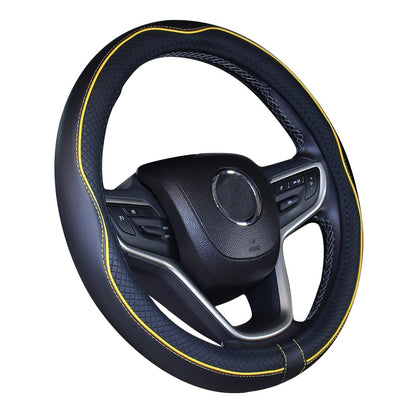 Mayco Bell Universal Standard Size Steering Wheel Cover Anti-Slip,Safety,Soft,Breathable,Durable,Full Surround,Comfortable Grip Microfiber Leather (14.5-15 inch,Black Blue)