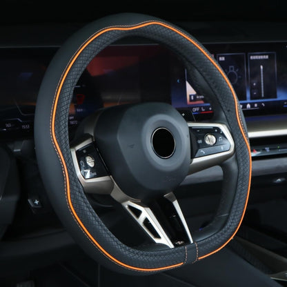 Mayco Bell Universal Standard Size Steering Wheel Cover Anti-Slip,Safety,Soft,Breathable,Durable,Full Surround,Comfortable Grip Microfiber Leather (14.5-15 inch,Black Blue)