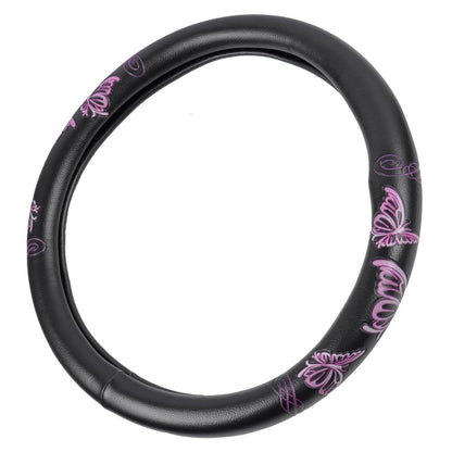 BDK Black Genuine Leather Steering Wheel Cover Large 15.5 to 16 inch