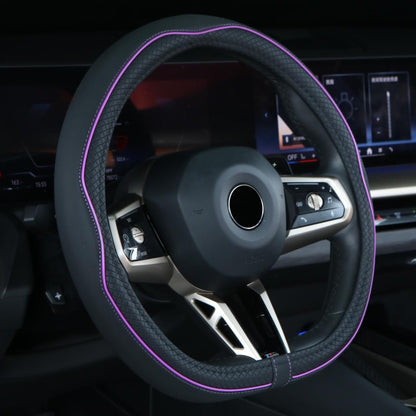 Mayco Bell Universal Standard Size Steering Wheel Cover Anti-Slip,Safety,Soft,Breathable,Durable,Full Surround,Comfortable Grip Microfiber Leather (14.5-15 inch,Black Blue)